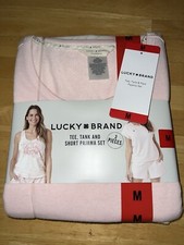 Lucky Brand Ladies' 3-Piece T-Shirt, Tank Top  Shorts Pajama Set Pink  Medium