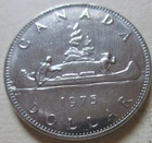 1975 Canada Voyageur Nickel One Dollar Coin. $1