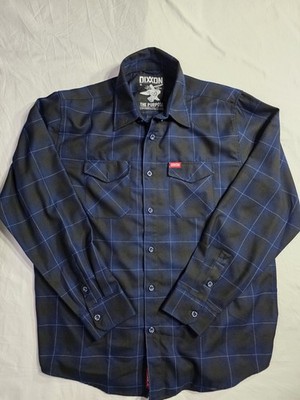 Dixxon Flannel Shirt Mens XL Blue Black Plaid The Purpose Cholo Biker Workwear