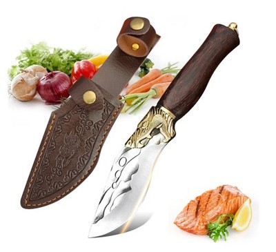 Küchenmesser aus Edelstahl 5Cr15 , Ausbein-Anglermesser m.Scheide Wikinger Style