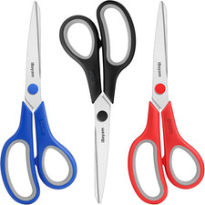 8 All Purpose Scissors 3 Pack Comfort Grip for Office Sewing Craft School