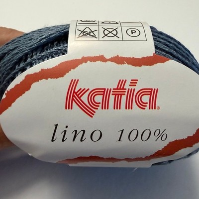 New Katia Lino 100% Linen Yarn 50g Blue Crochet Knitting Summer Fiber