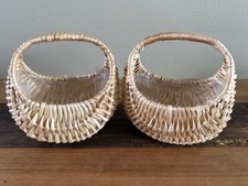 Set of two Farmhouse Woven Wicker Baskets w/ sturdy Handles and Liners