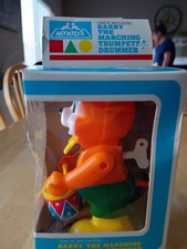 Vintage 1985 Barry The Bear Drummer Wind Up Drumming Toy In Original Box