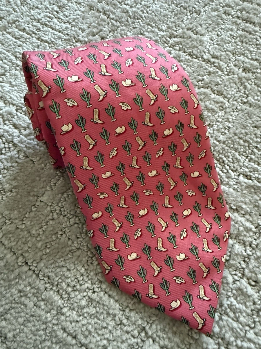 Vineyard Vines Boots Cactus Men's 100% Silk Tie President Bush Party Pink