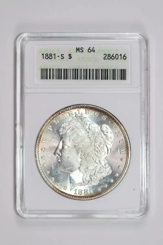1881-S MORGAN DOLLAR ANACS MS64 LOOKS PL AND NICER! SOAPBOX