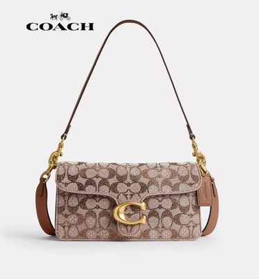 COACH Tabby Shoulder Bag 26 Crystal Signature Jacquard CDZ34 Brass