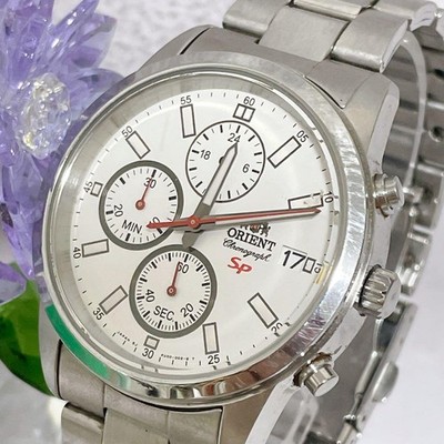 ORIENT SP EPSON Chronograph Watch White Dial 17cm Authentic Rare Vintage