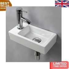 Stylish Wall Hung Basin Sink - Small Rectangular Ceramic for Sleek Bathrooms