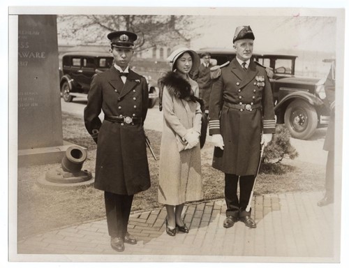 1931 Japanese Prince Takamatsu with Captain Snyder at Annapolis News Photo