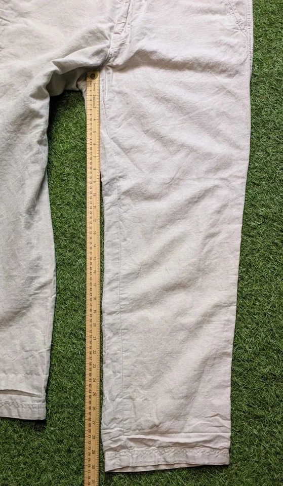 Pantalones Nautica para 34x30 ajuste clásico mezcla de lino beige frente plano trabajo  Foto 3 de 4