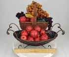 Faux Fruit Berries Leaves Metal Tray Bird Nest Basket Bead Sugar Fall Harvest