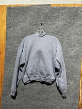Hoodie Sweatshirt Womens Small Gray Fleece Pullover Kangaroo Pocket Solid Basic