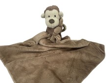 Jellycat London Monkey Baby Lovey Comforter Brown Plush Security Blanket Soother