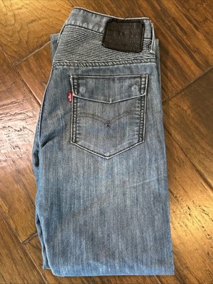 Levis 527 Jeans Mens 29x32 Blue Wide Leg Moto Flap Pocket Black Label Light Wash