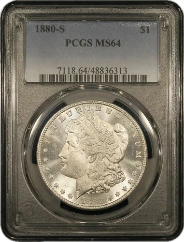 1880-S Morgan Silver Dollar - PCGS MS64 - Very Pretty Choice BU Coin - C06