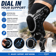 Knee Sleeve Compression Brace Support for Sport Joint Pain Arthritis -Dial Knob