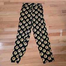 Buc-ees Pajama Pants Adult Small Black All Over Print Logo Drawstring Bucees