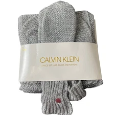 Calvin Klein 3 Piece Set NWT Macy's Hat & Scars Mitten 1 Size 