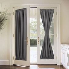 Gray Thermal Blackout Door Curtain Rod Pocket 54x72 Inch
