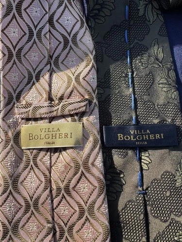LOT of 2 VILLA BOLGHERI Men's Luxury Silk Ties Made in Italy - product listing photo