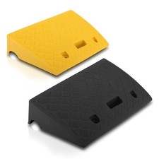 Pyle Heavy Duty Curb Ramp, Loading Dock, Drive Way Ramp - Black, Yellow PCRBDR27