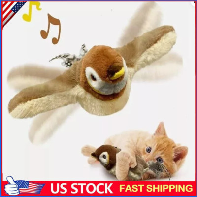 Pet Flapping Wings Sparrow Electronic Interactive Flying Bird Cat Toy Hanging