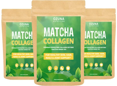 OZUNA NUTRITION MATCHA COLLAGEN PEPTIDES POWDER KETO & PALEO WITH L-THEANINE & NATURAL CAFFEINE