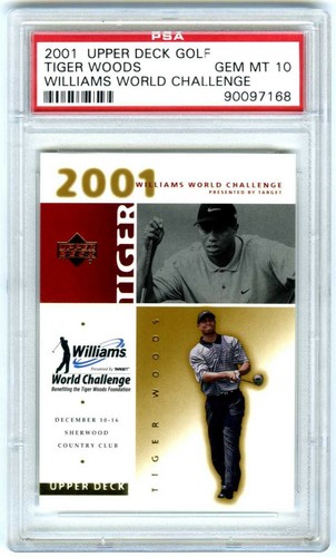 TIGER WOODS~POP 287~2001 UPPER DECK WORLD CHALLENGE PSA-10 GEM-MT ROOKIE RC CARD