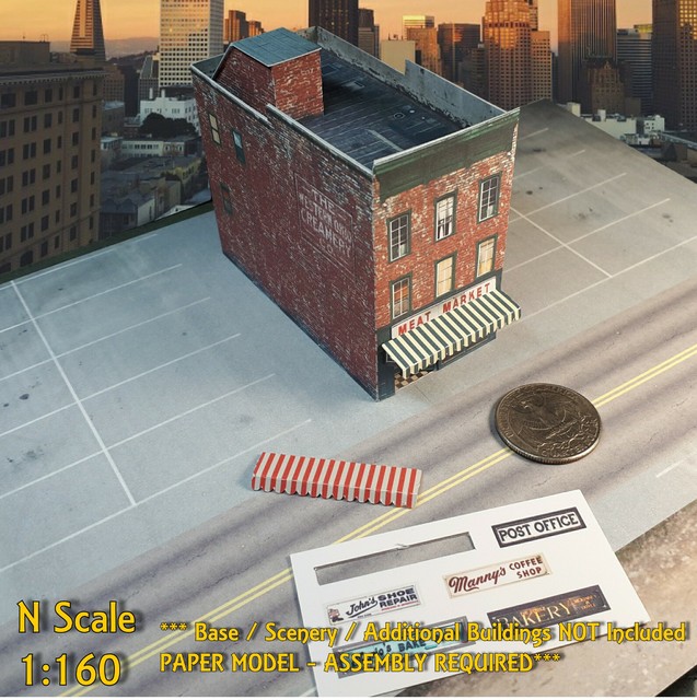 N Scale 1160 Building Downtown Shop Cardstock Model Kit PRE CUT