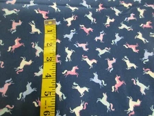 New Cotton Fabric Blue Tiny Unicorns  WOF x 15 inches Long Last Piece!