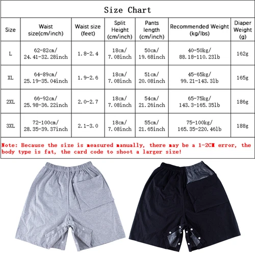 1PC Snap Fastener Easy on/off Washable Diaper Shorts Skirt w/Pocket Cotton Adult - Picture 3 of 19