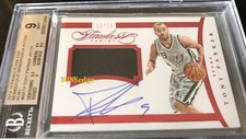 2014-15 FLAWLESS MOMENTOUS SWATCH AUTO: TONY PARKER #13/15 RUBY AUTOGRAPH BGS 9