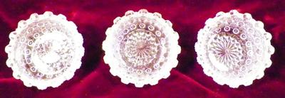 3 Westmoreland Lacy Daisy Open Salt Cellar Dips #909 EAPG Clear 1889 - 1924