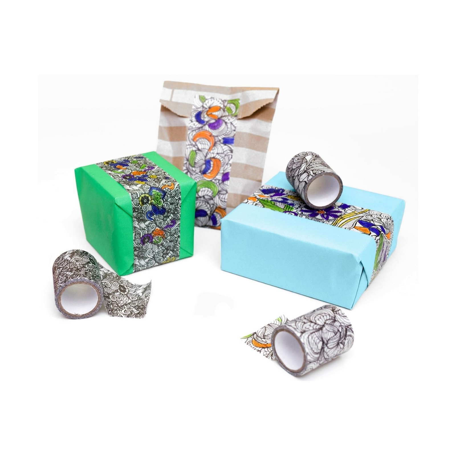 Washi Tape Roll Colour Your Own Sticky Decorative Random Design Kikkerland 1pc