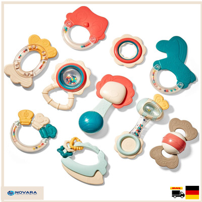 Luxus-Beißring-Set für Babys von 3 Monaten ab: BPA-frei, sensorische Spielhil...