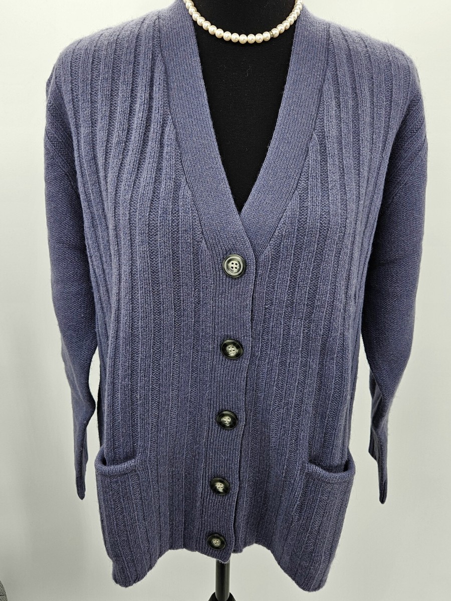 トップス UNUSED Wool knit cardigan Vtg Field Gear BLUE Shetland 100% Wool Button Cardigan