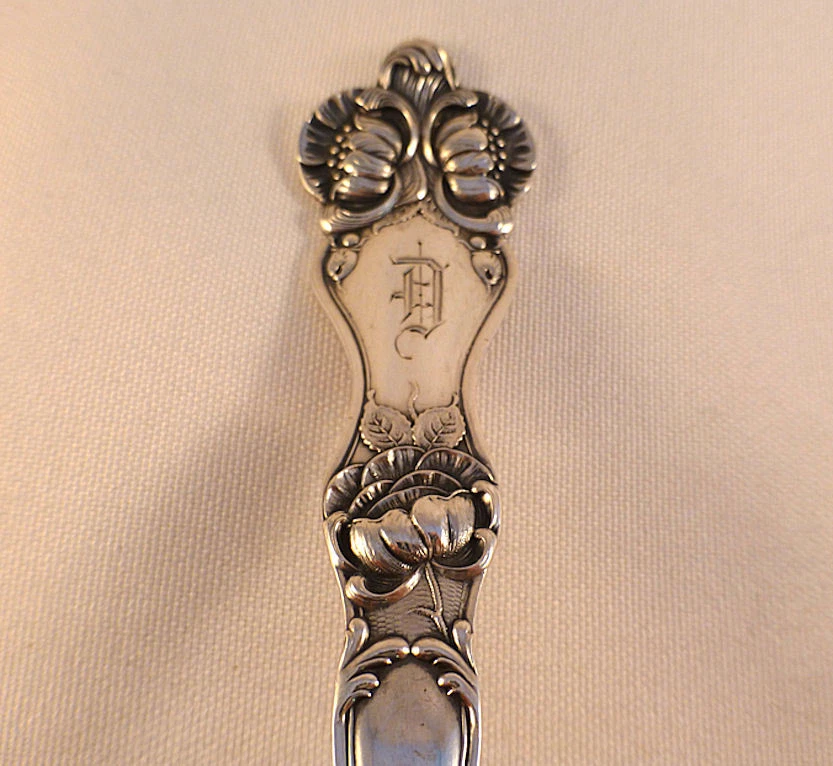 Cucharón grande de sopa/perforadora Baker Manchester serie floral Art Nouveau-Mono'd D Foto 2 de 4