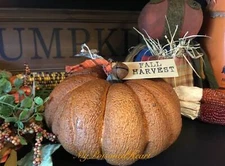 6 1/2” Rustic Primitive Pumpkin Grungy Pumpkin Farmhouse Autumn Pumpkin