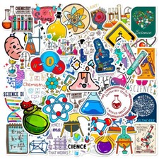 50pcs Science Stickers  Cartoon Vinyl Waterproof Physics  Chemistry  Biology