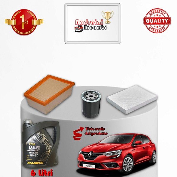 Set Service 3 Filter Und ÖL FüR Renault Megane IV 1.6 Tce 121KW 165CV Von 2017->-image
