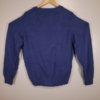 トップス 90s lands' end cotton sweater Vintage 90s Land's End Men's L V-Neck Blue Pullover Knit Cotton