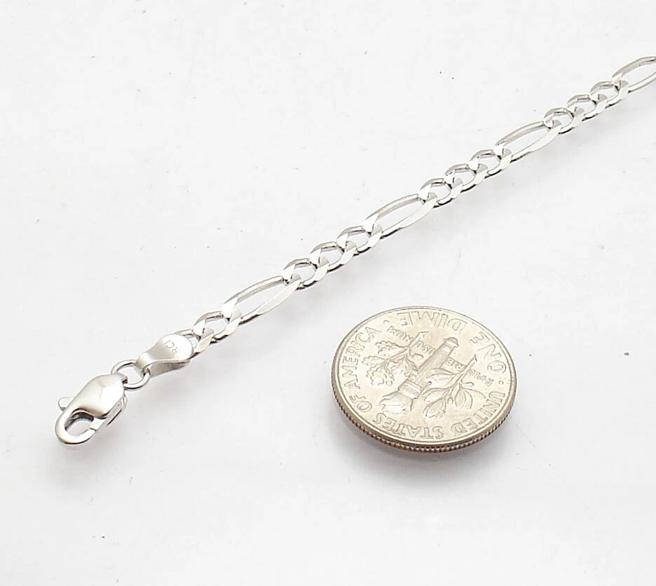 3.8mm Classic Royal Figaro Link Bracelet Real Solid 14K White Gold QVC 7" 8" - Image 4 of 4