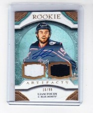 2020 2020-21 ARTIFACTS LIAM FOUDY ROOKIE DUAL JERSEY AUTO ROOKIE 16/99 162 