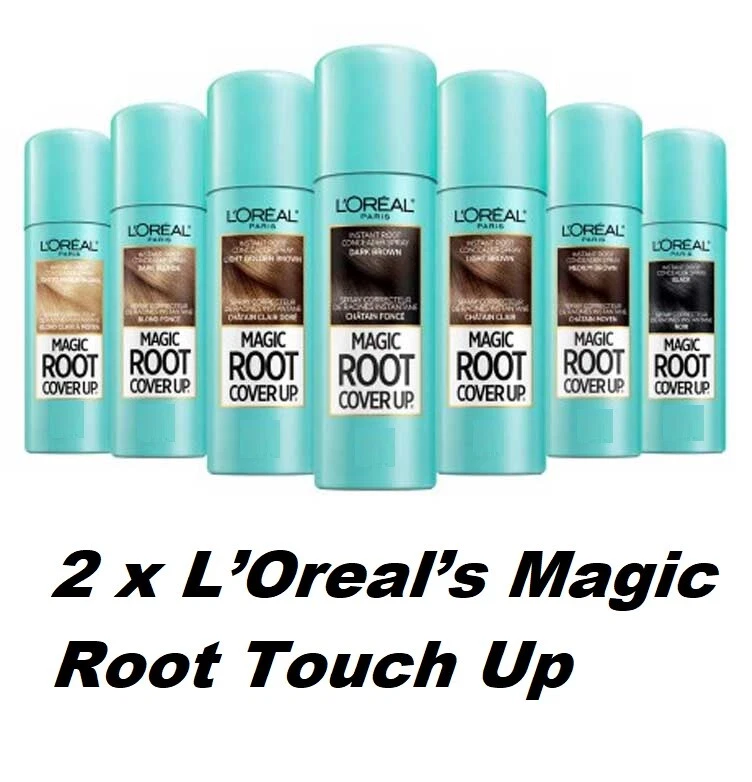 2 x L'Oreal Magic Retouch Mahogany Light Dark BROWN Blond Instant Root Concealer
