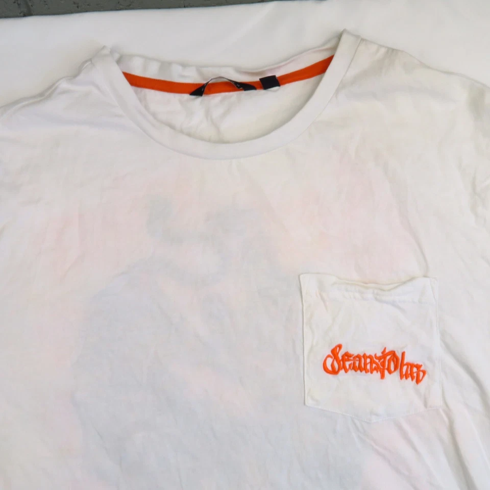 Camiseta De Colección Sean John Tiger Blanca Naranja 2XL Bolsillo Gráfico RARA Hechizo Foto 2 de 4