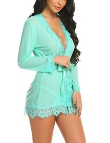 Women Sexy Lingerie Lace Robe Dress Babydoll Nightdress Sleepwear Kimono Shirt