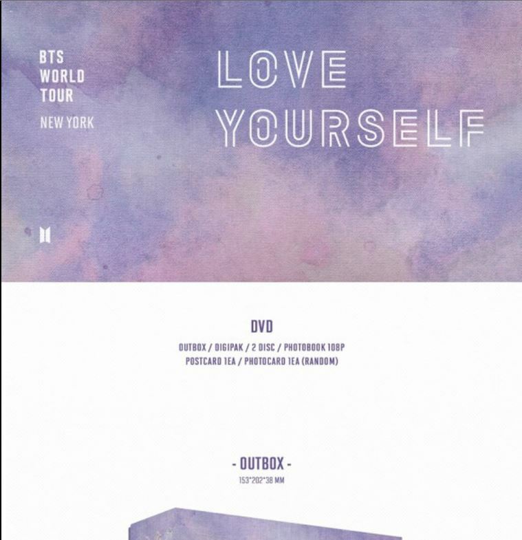 BTS WORLD TOUR LOVE YOURSELF NEWYORK DVD 2 DISC+PhotoBook+No Photo