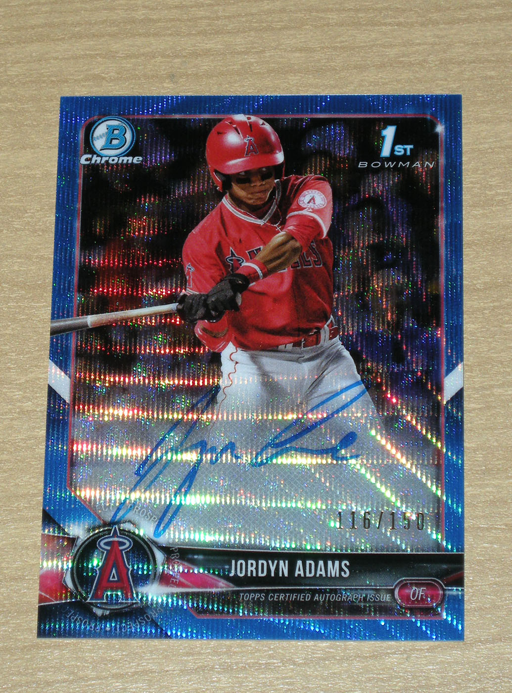 2018 Bowman Draft (Chrome) BLUE WAVE REFRACTOR auto autograph Jordyn Adams /150