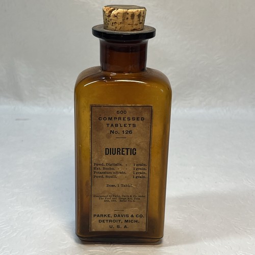 Antica bottiglia farmaceutica diuretica Davis and Company Detroit Mich - Foto 12 di 16
